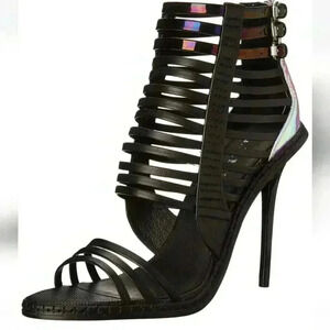 L.A.M.B. Women's Brook Dress Sandal, Black/Pink sz 6